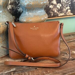 kate spade Leather New York Leila Crossbody Bag in Cognac Brown